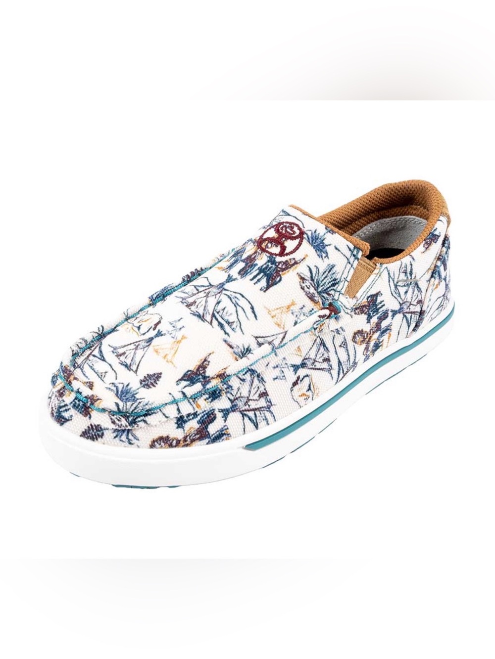 Twisted X Youth Hooey Slip On Loper Western Print Brown Turquoise Size 1